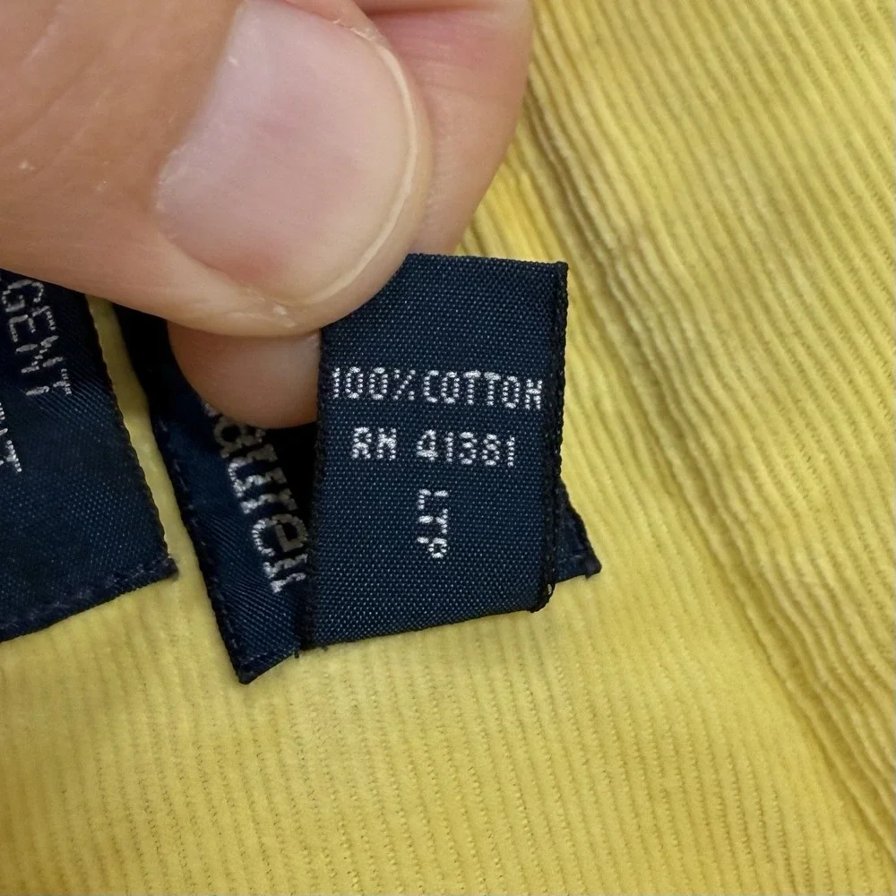 Vintage Polo Ralph Lauren Corduroy Shirt Men's L Yellow Regent Cutaway Collar